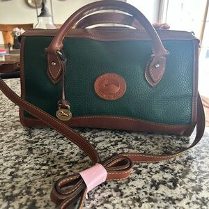 Dooney & Bourke Green and Brown Leather Satchel - Unverified